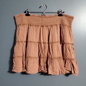 American Eagle Outfitters Brown Tiered Mini Skirt Pull On Women's Size XXL